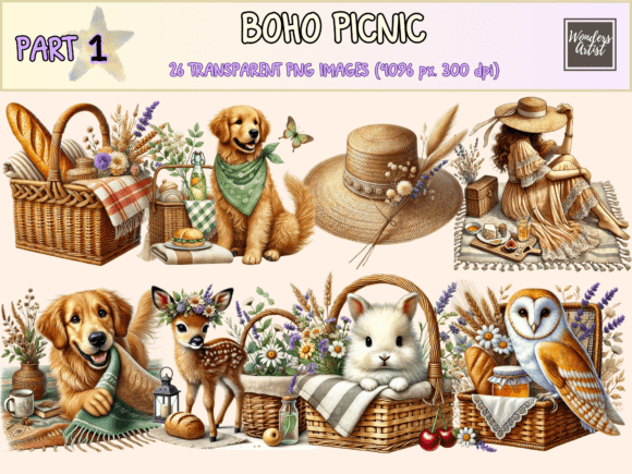 Capturing Golden Afternoons: The Boho Picnic P1 Clipart