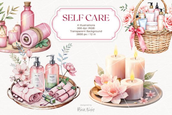Elevate Your Designs with Self Care, Spa Day, Beauty Products Illustrations
