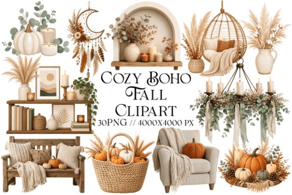 Embrace Autumn with Cozy Boho Fall Clipart