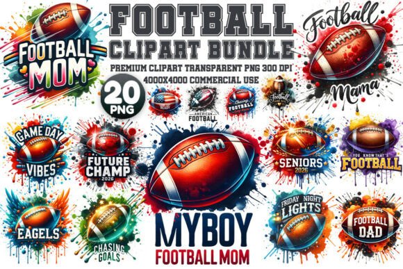 Game-Day Graphics: Football Clipart Sublimation PNG Bundle