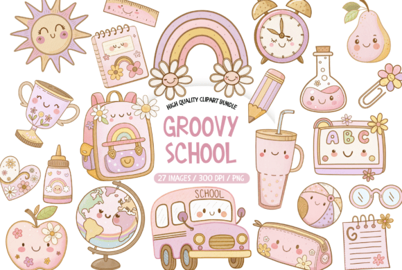 Groovy School Clipart Bundle: A Designer's Guide to Retro Charm