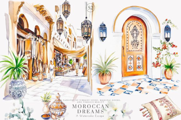 Moroccan Clipart Watercolor Set: A Designer's Visual Escape