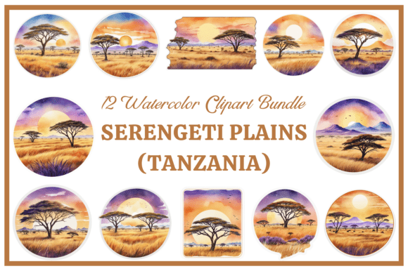 Serengeti Plains Grasslands Clipart Pack for Authentic Design