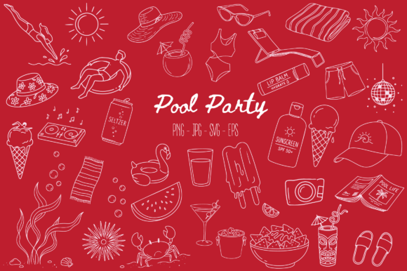 Summer Pool Party Doodle Clipart Bundle: Your Go-To Design Asset