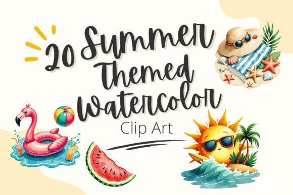 Summer-Themed Watercolor Clip Art: A Designer's Sunny Toolkit