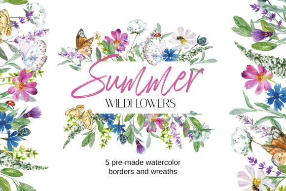 Summer Wildflower Border Wreaths Clipart: Nature's Frame for Your Designs