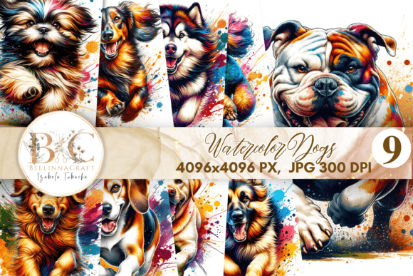 Unleash Creativity with Watercolor Splash Dogs Clipart JPG