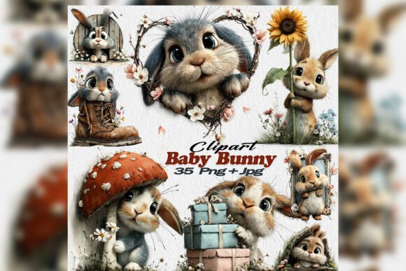 Whimsical Watercolor Baby Bunny Easter: Soft Charm for Your Designs