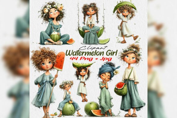 Whimsical Watermelon Girl Clipart Summer: A Fresh Take on Seasonal Design