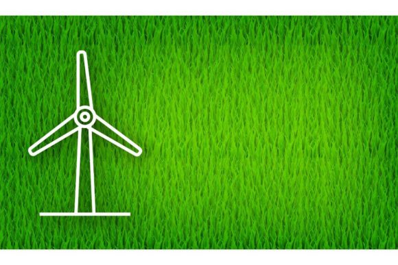 Windmill Icon on Green Background: Solar Energy Design